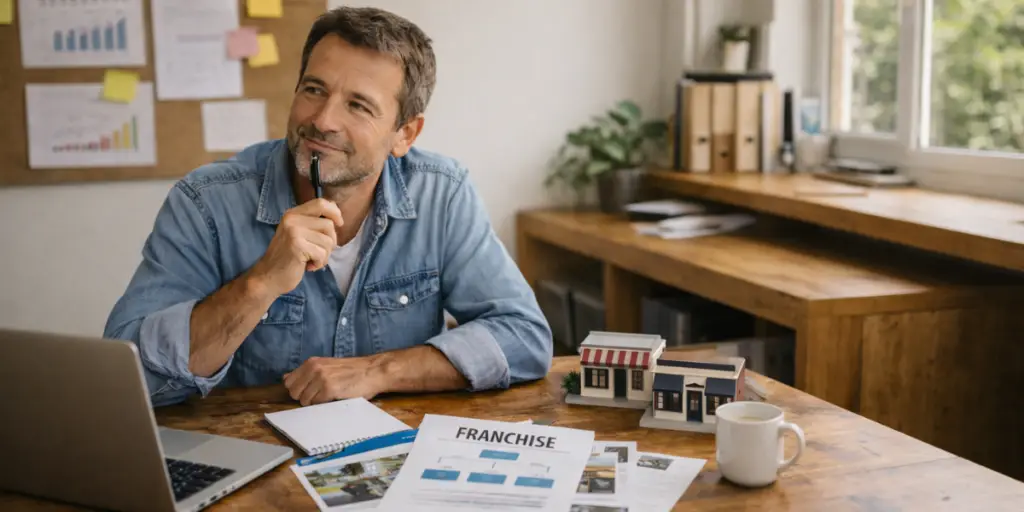 Un homme d’une quarantaine d’années réfléchit à son projet de franchise